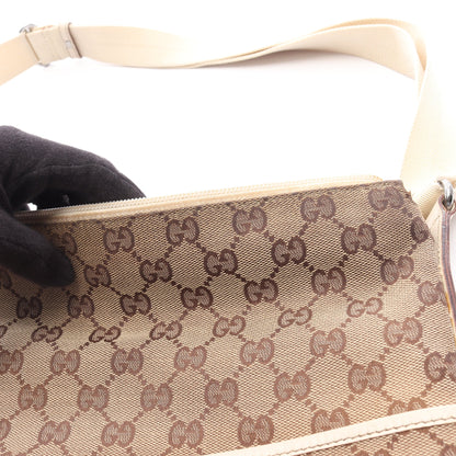 GGキャンバス ショルダーバッグ キャンバス レザー ベージュ アイボリー グッチ バッグ GUCCI