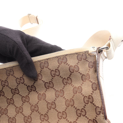 GGキャンバス ショルダーバッグ キャンバス レザー ベージュ アイボリー グッチ バッグ GUCCI