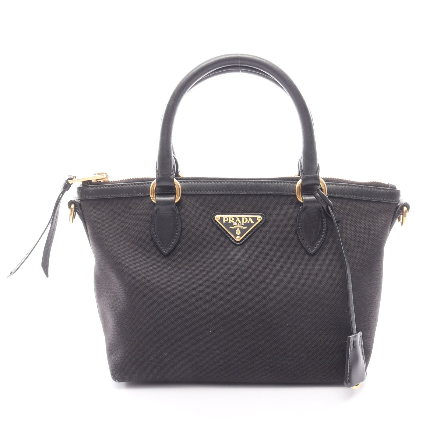 ハンドバッグ キャンバス レザー ブラック プラダ バッグ PRADA