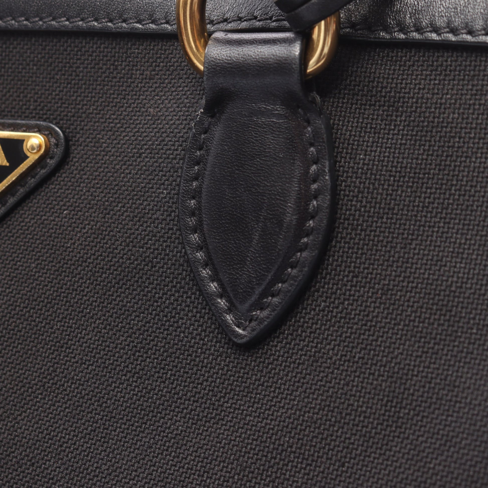 ハンドバッグ キャンバス レザー ブラック プラダ バッグ PRADA