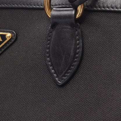 ハンドバッグ キャンバス レザー ブラック プラダ バッグ PRADA