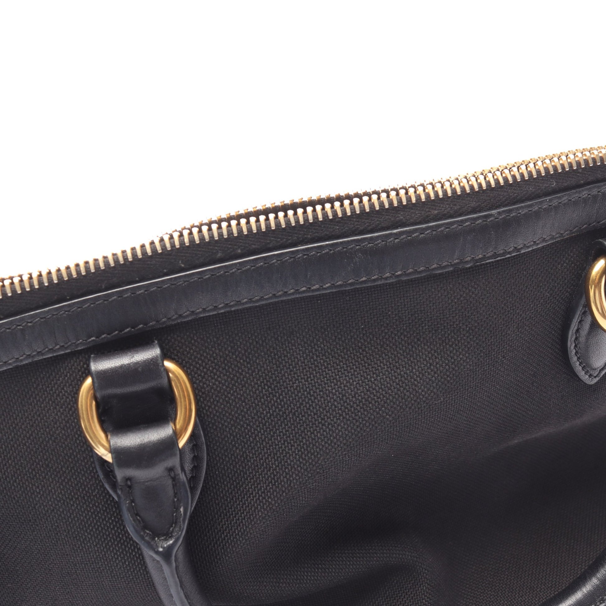 ハンドバッグ キャンバス レザー ブラック プラダ バッグ PRADA