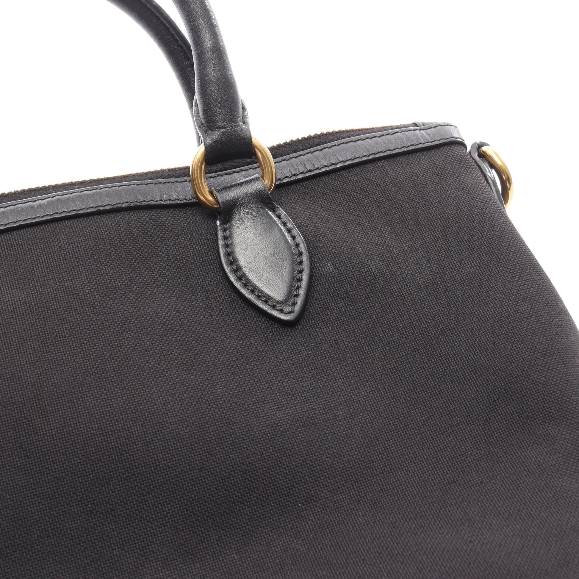 ハンドバッグ キャンバス レザー ブラック プラダ バッグ PRADA