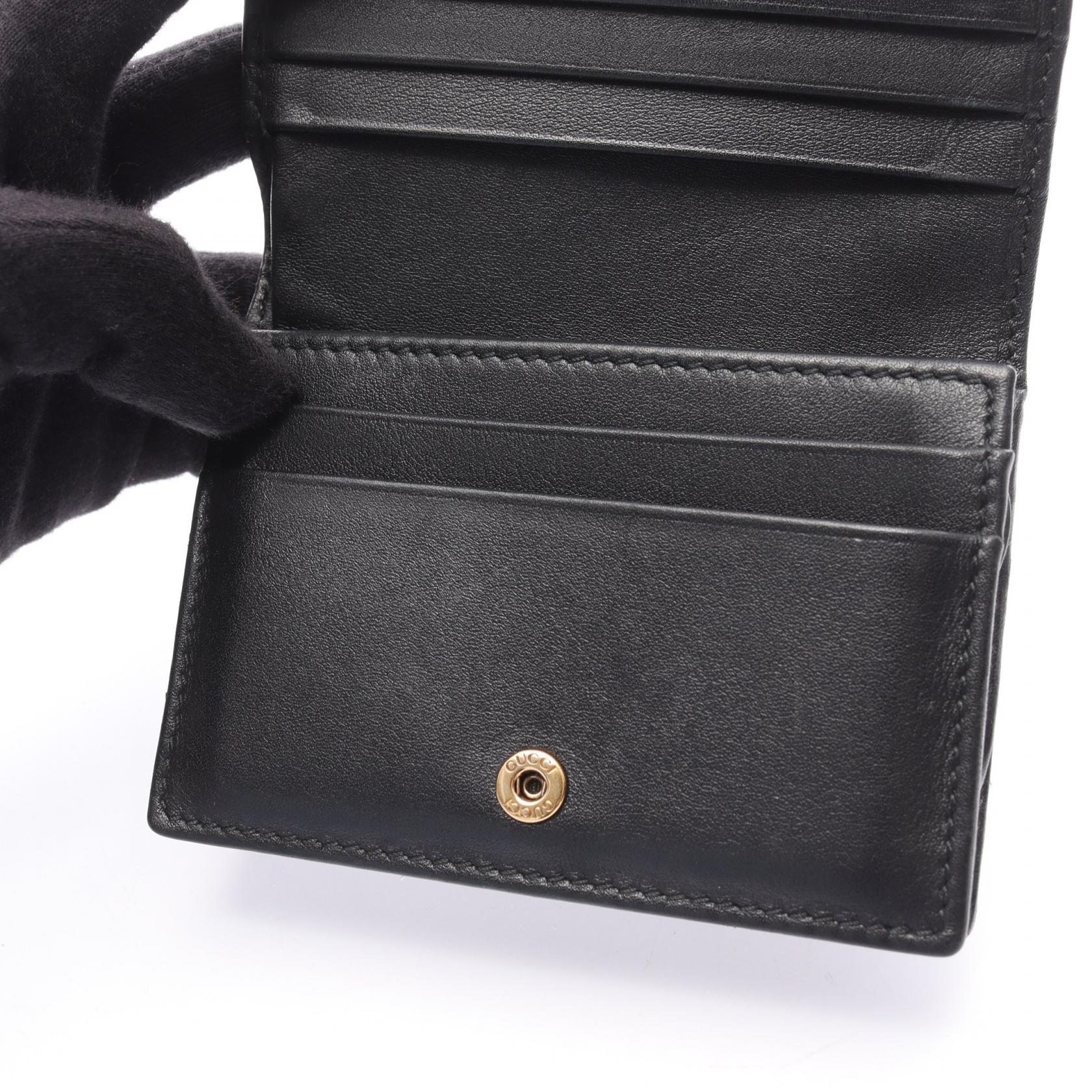 GUCCI グッチ黒 レザー 二つ折り財布 マーモント