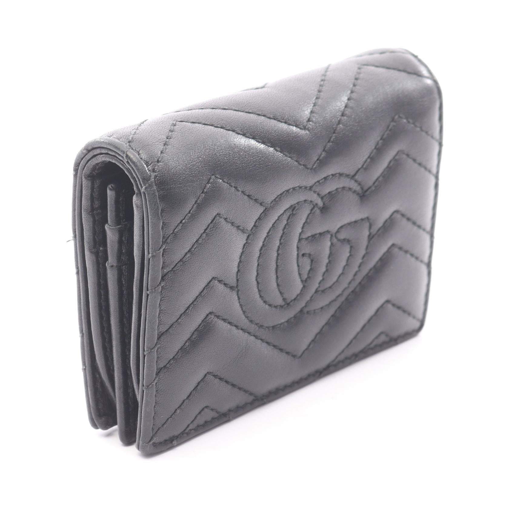 GUCCI グッチ黒 レザー 二つ折り財布 マーモント