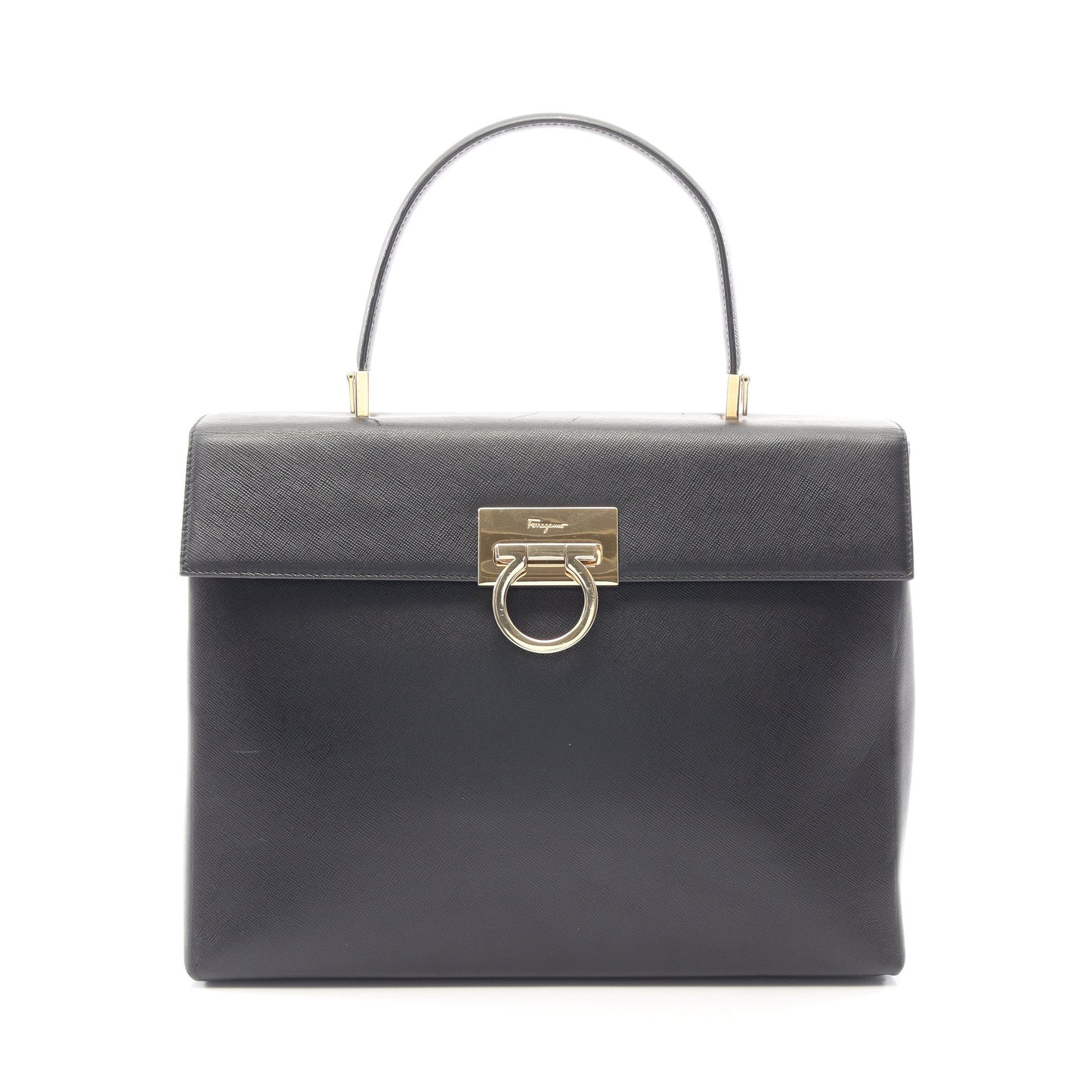 ガンチーニ ハンドバッグ レザー ブラック サルヴァトーレフェラガモ バッグ Salvatore Ferragamo
