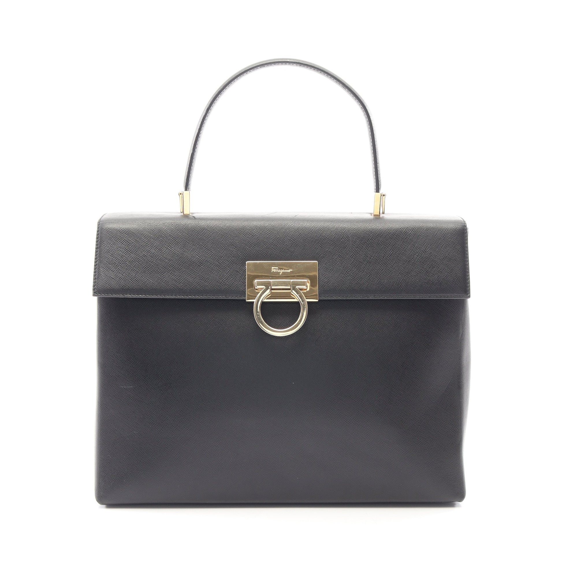 ガンチーニ ハンドバッグ レザー ブラック サルヴァトーレフェラガモ バッグ Salvatore Ferragamo