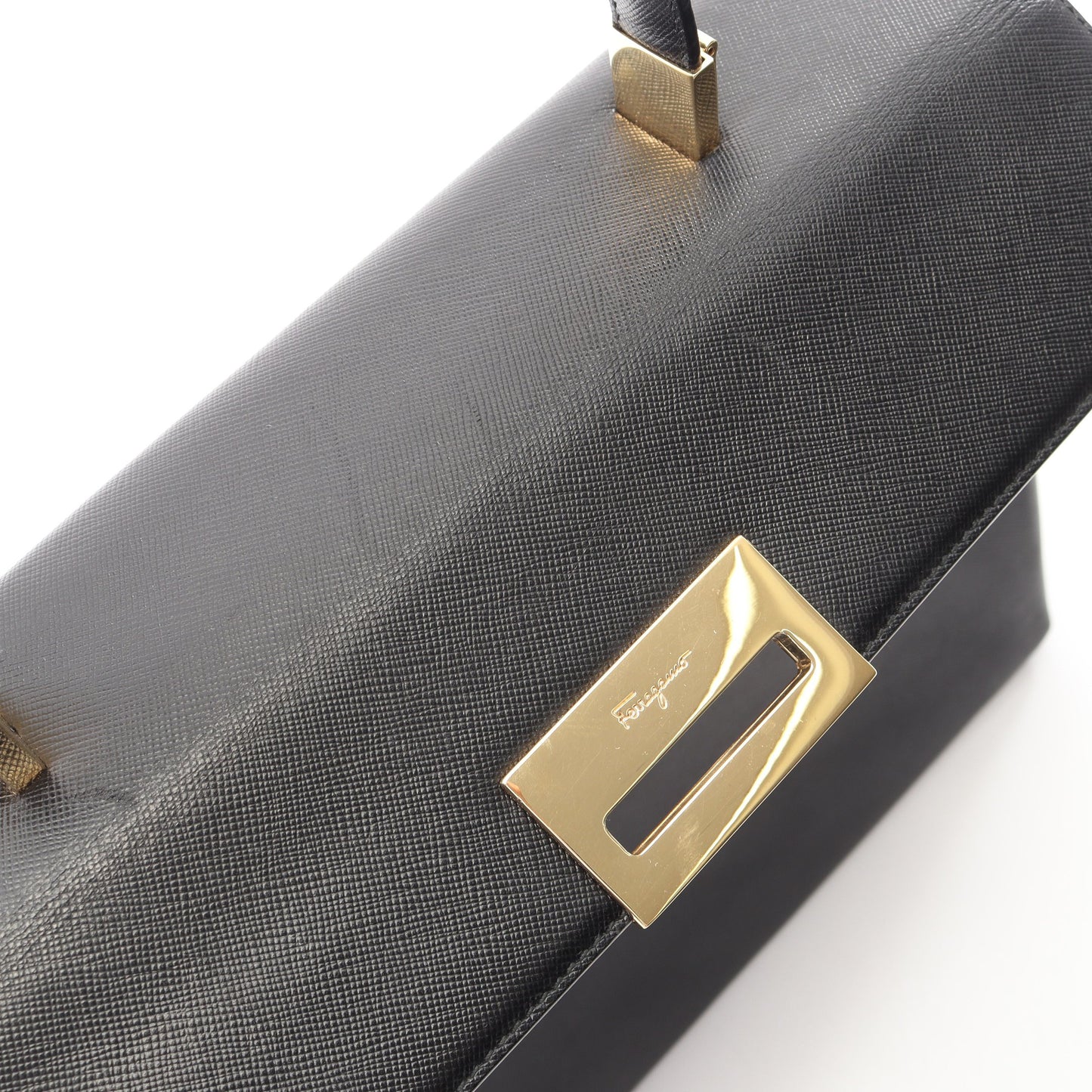 ガンチーニ ハンドバッグ レザー ブラック サルヴァトーレフェラガモ バッグ Salvatore Ferragamo