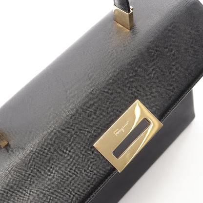 ガンチーニ ハンドバッグ レザー ブラック サルヴァトーレフェラガモ バッグ Salvatore Ferragamo