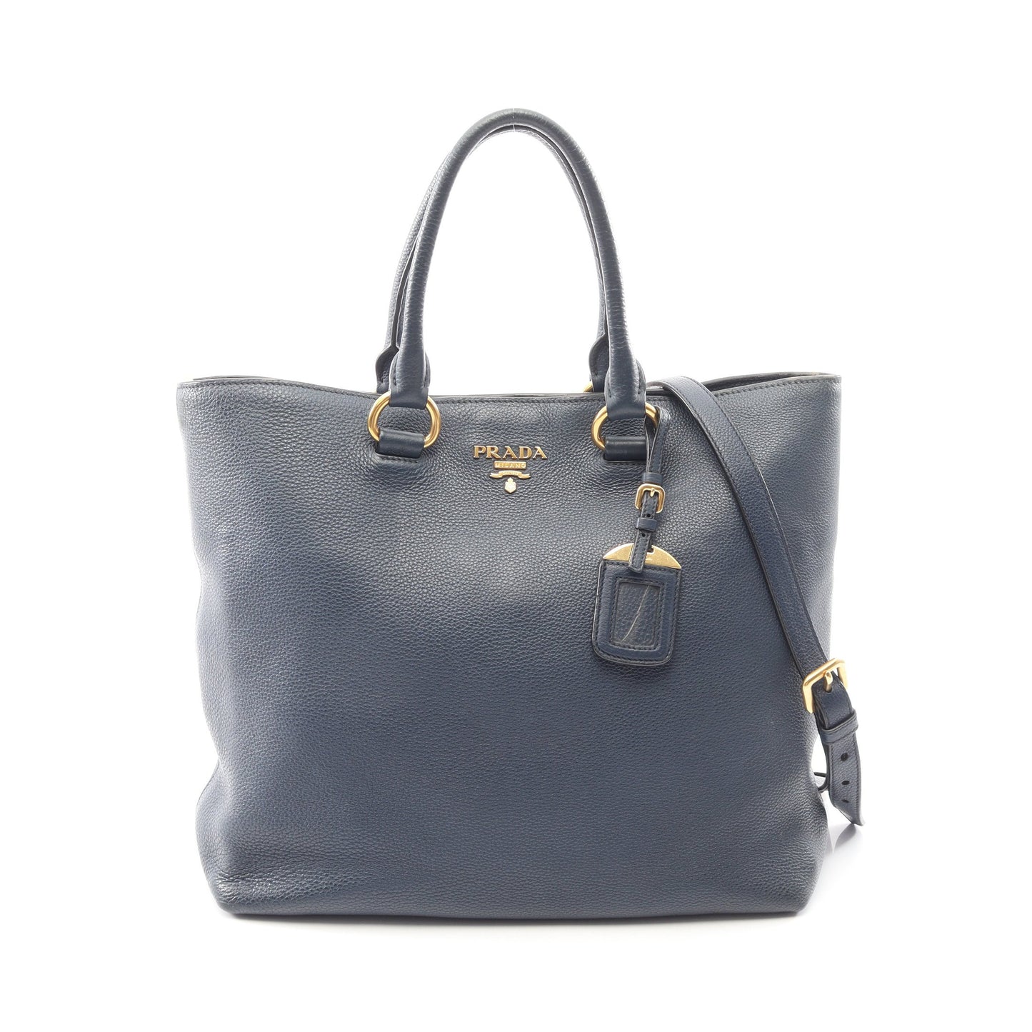 VITELLO PHENIX 2WAY ハンドバッグ トートバッグ レザー ネイビー プラダ バッグ PRADA