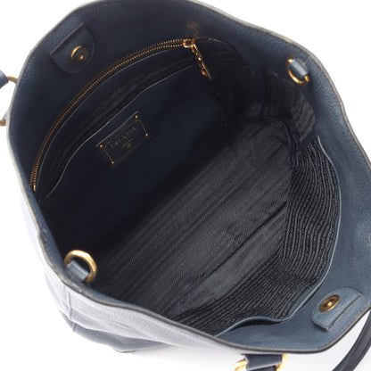 VITELLO PHENIX 2WAY ハンドバッグ トートバッグ レザー ネイビー プラダ バッグ PRADA