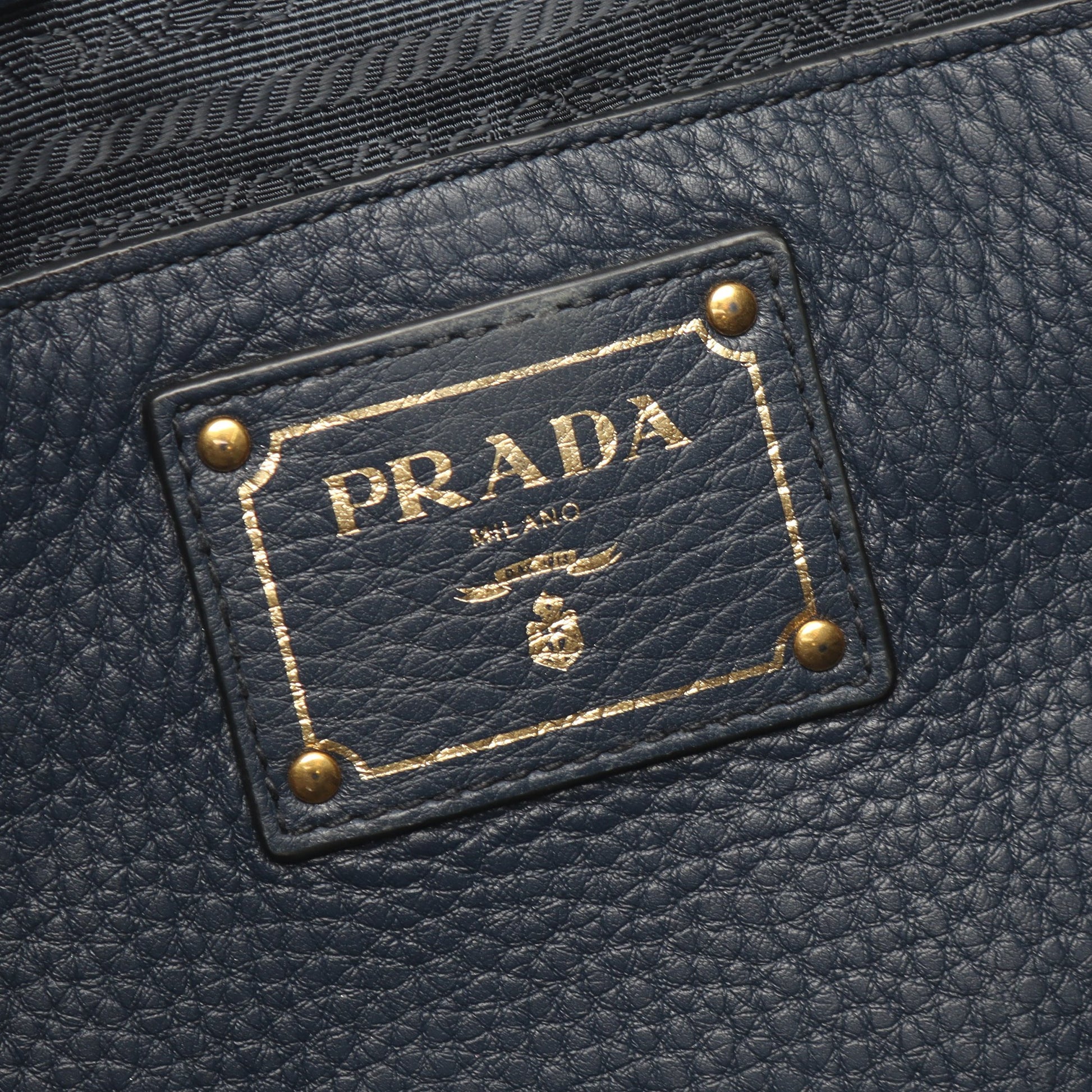 VITELLO PHENIX 2WAY ハンドバッグ トートバッグ レザー ネイビー プラダ バッグ PRADA