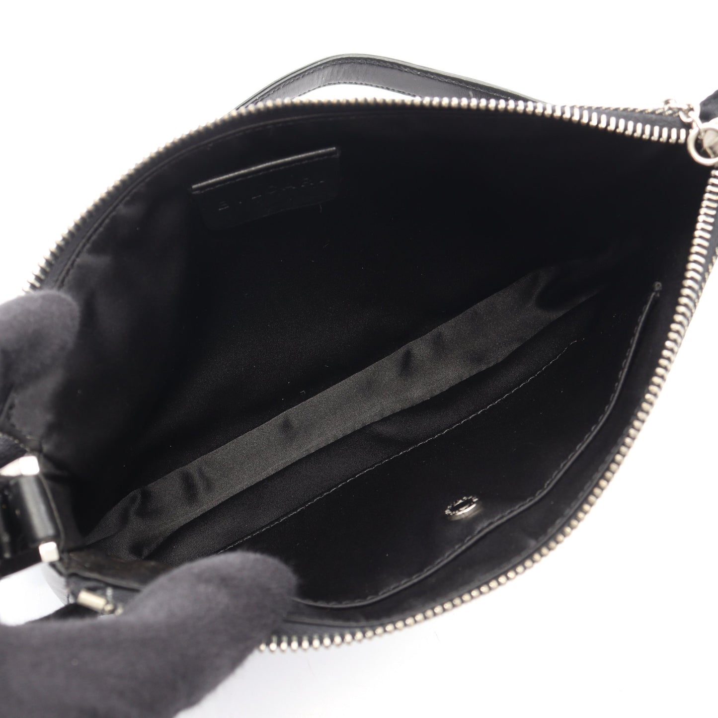 ロゴマニア ワンショルダーバッグ キャンバス レザー ブラック ブルガリ バッグ BVLGARI