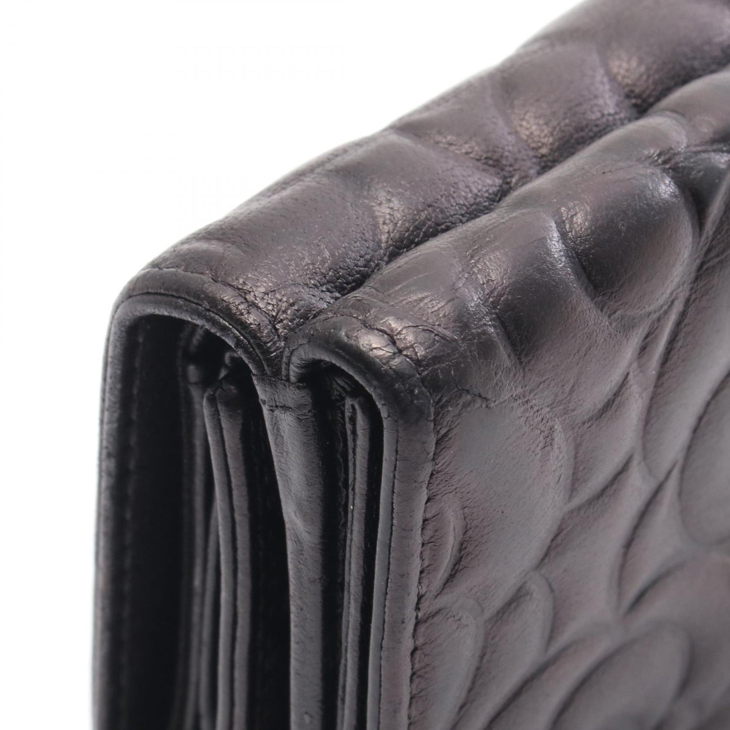 カメリア ココマーク 三つ折り財布 レザー ブラック シルバー金具 シャネル 財布・小物 CHANEL