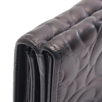 カメリア ココマーク 三つ折り財布 レザー ブラック シルバー金具 シャネル 財布・小物 CHANEL