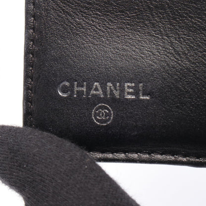 カメリア ココマーク 三つ折り財布 レザー ブラック シルバー金具 シャネル 財布・小物 CHANEL