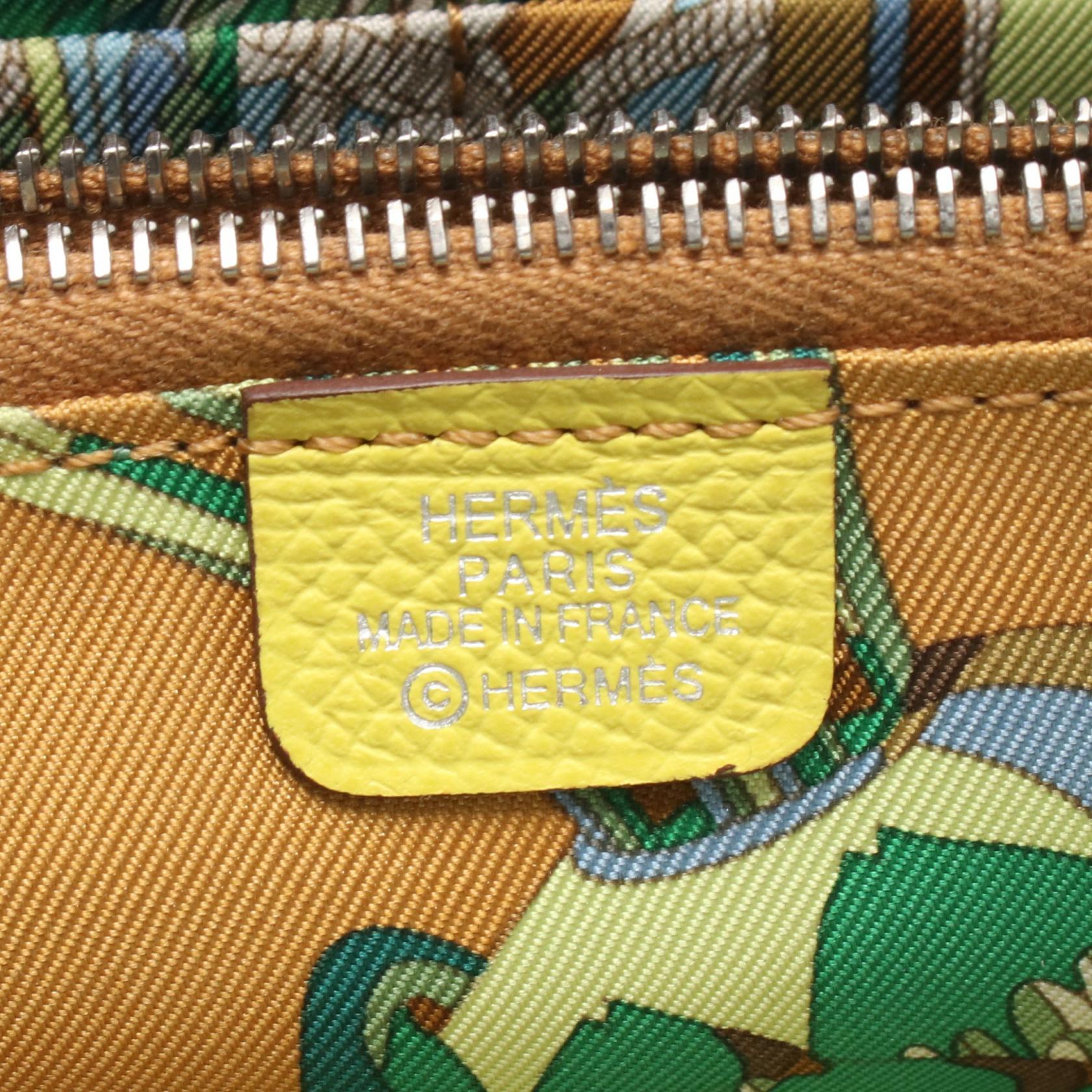 アザップロング シルクイン スフレ ラウンドファスナー長財布 ヴォーエプソン イエロー シルバー金具 Y刻印 エルメス 財布・小物 HERMES