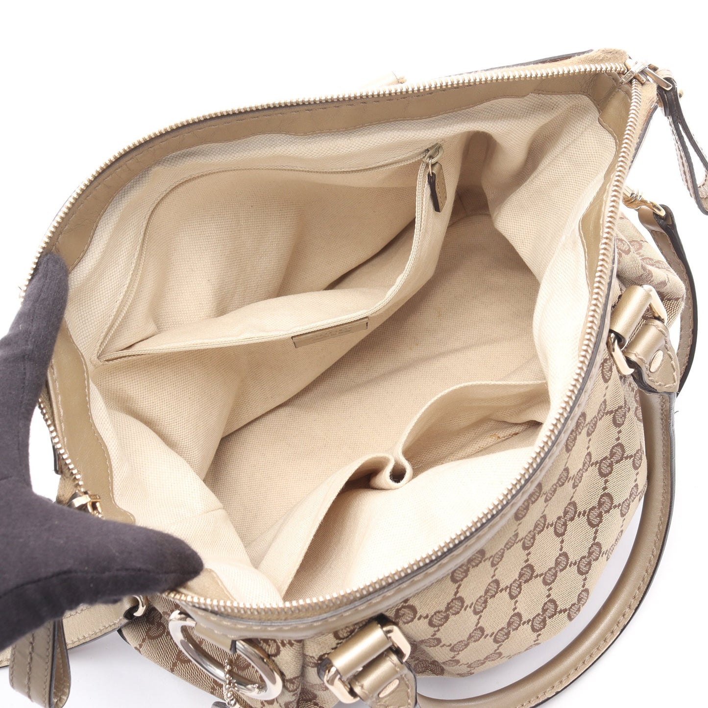 スーキー GGキャンバス 2WAY ハンドバッグ キャンバス レザー ベージュ シャンパンゴールド グッチ バッグ GUCCI