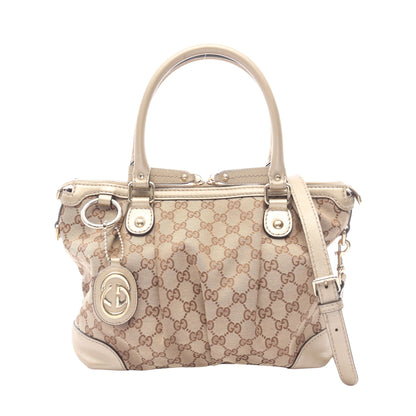 スーキー GGキャンバス 2WAY ハンドバッグ キャンバス レザー ベージュ シャンパンゴールド グッチ バッグ GUCCI