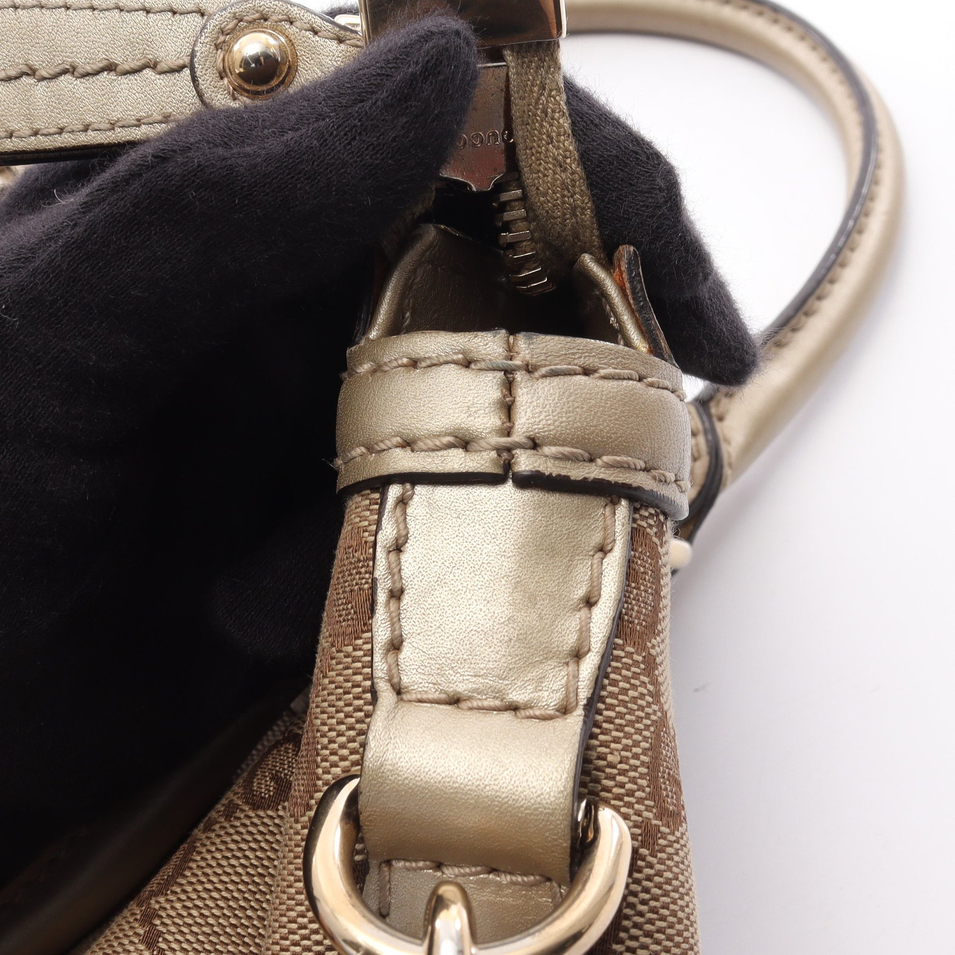 スーキー GGキャンバス 2WAY ハンドバッグ キャンバス レザー ベージュ シャンパンゴールド グッチ バッグ GUCCI