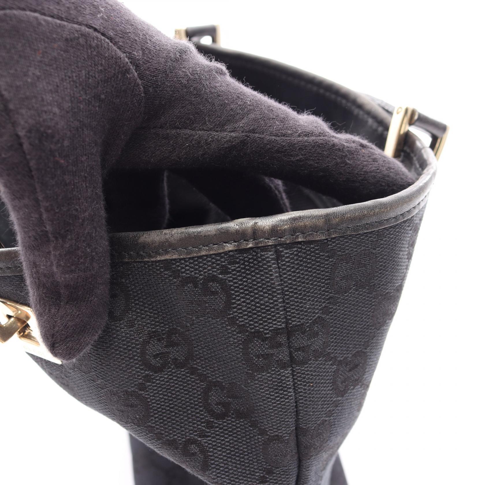 GGキャンバス ハンドバッグ トートバッグ キャンバス レザー ブラック グッチ バッグ GUCCI