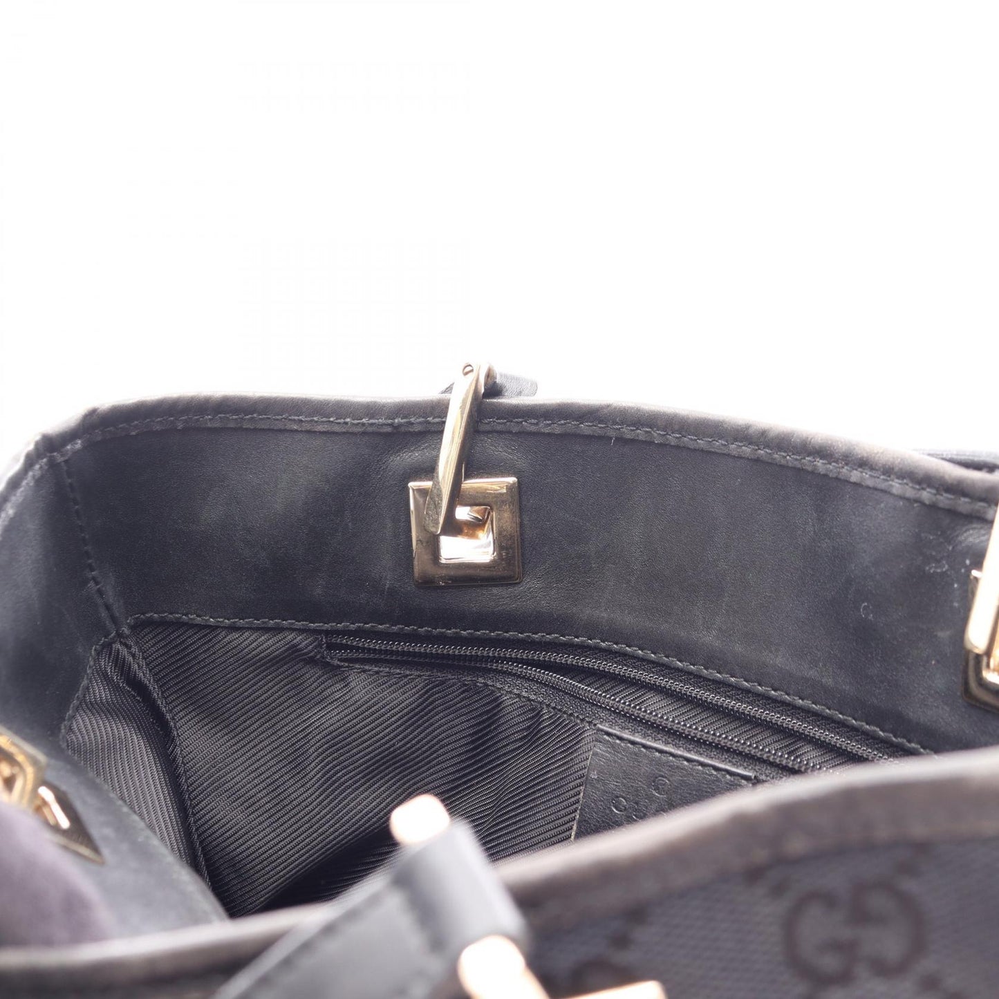 GGキャンバス ハンドバッグ トートバッグ キャンバス レザー ブラック グッチ バッグ GUCCI