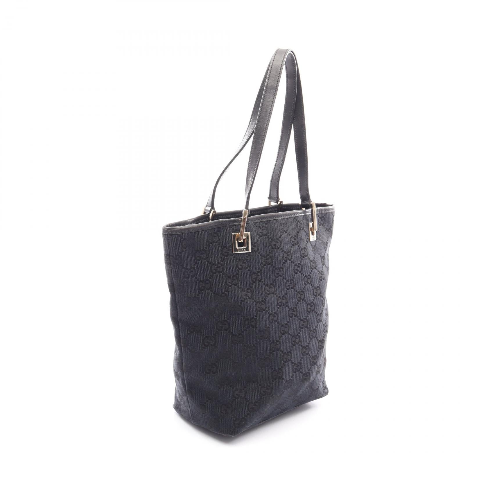 GGキャンバス ハンドバッグ トートバッグ キャンバス レザー ブラック グッチ バッグ GUCCI