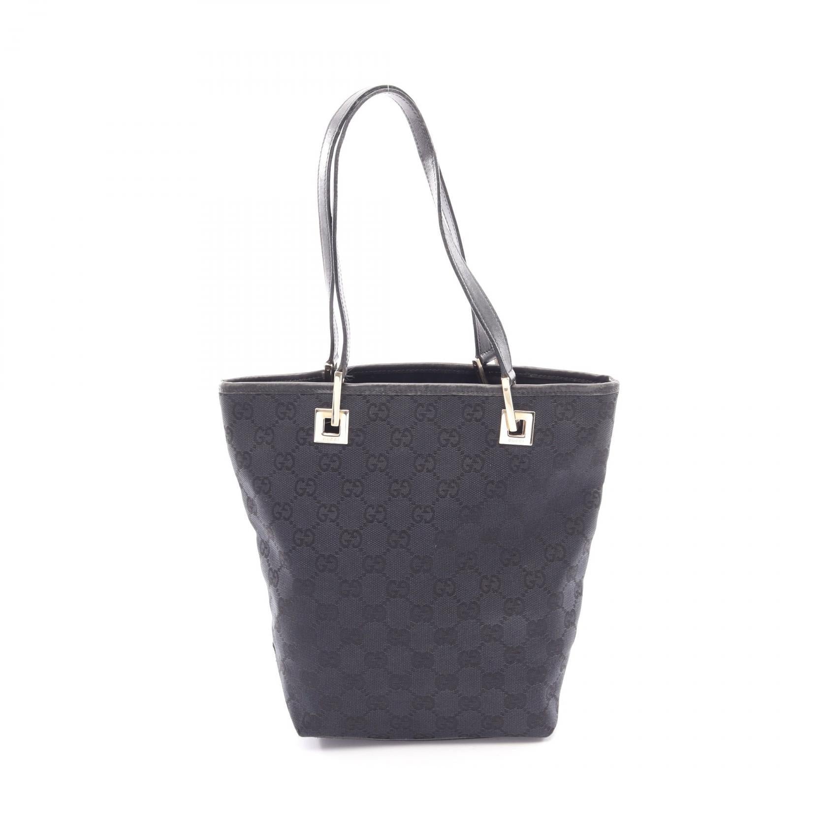 GGキャンバス ハンドバッグ トートバッグ キャンバス レザー ブラック グッチ バッグ GUCCI