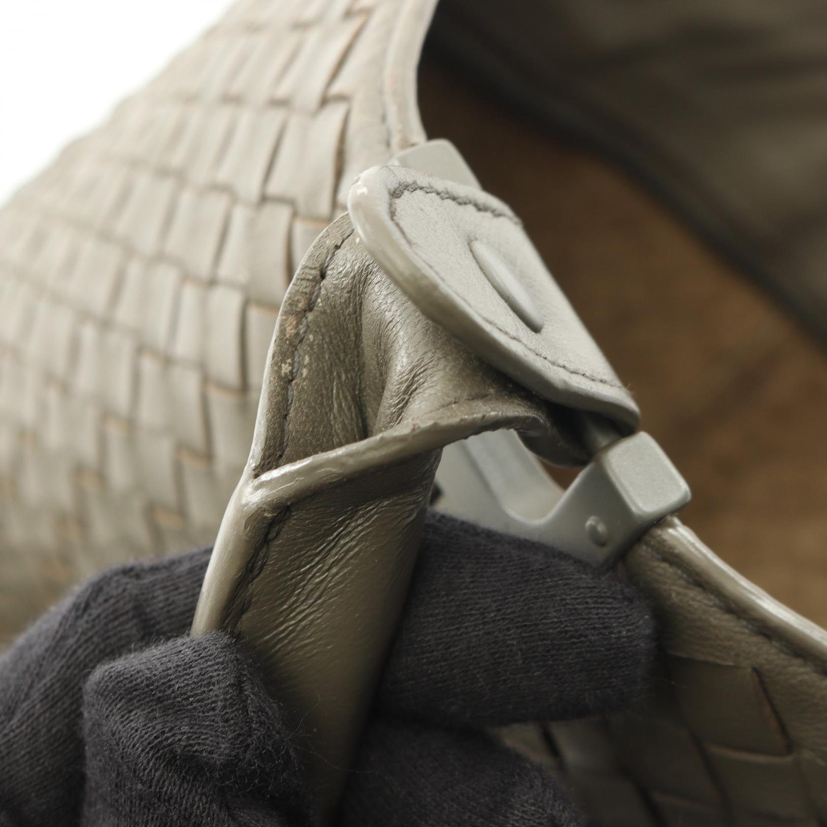 イントレチャート ハンドバッグ トートバッグ レザー グレーブラウン ボッテガヴェネタ バッグ BOTTEGA VENETA