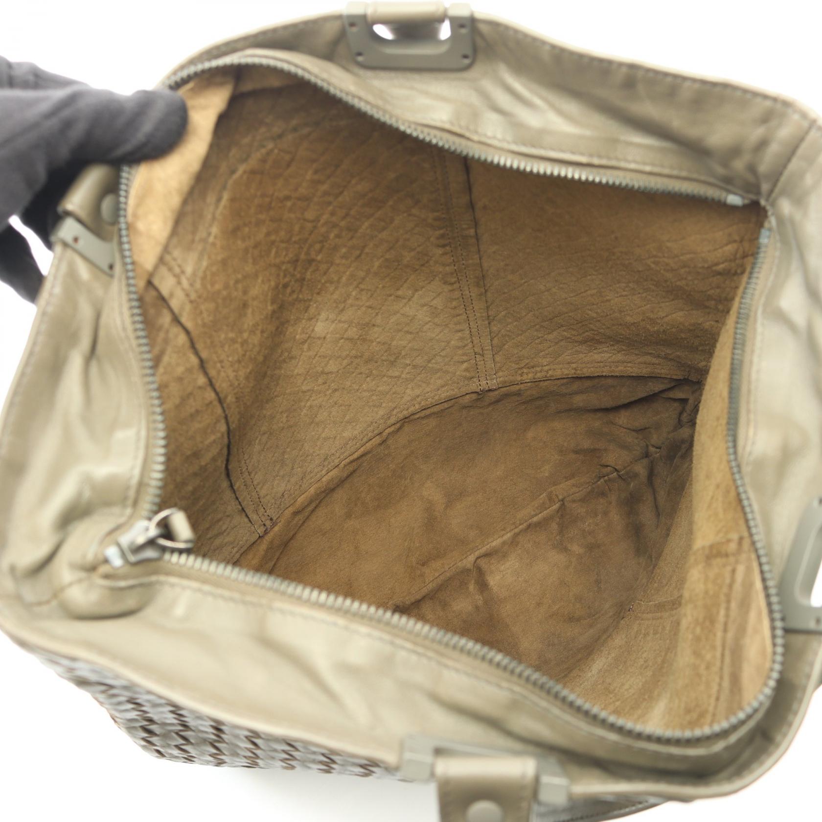 イントレチャート ハンドバッグ トートバッグ レザー グレーブラウン ボッテガヴェネタ バッグ BOTTEGA VENETA