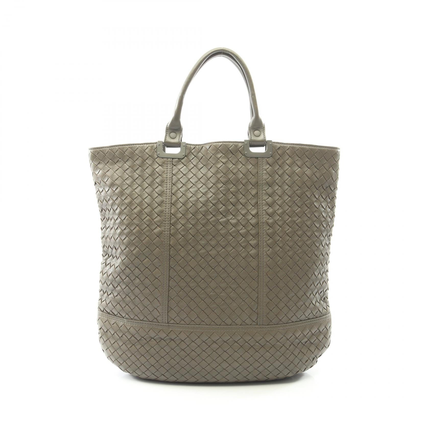 イントレチャート ハンドバッグ トートバッグ レザー グレーブラウン ボッテガヴェネタ バッグ BOTTEGA VENETA