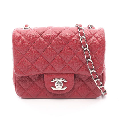 ミニマトラッセ チェーンショルダーバッグ キャビアスキン レッド シルバー金具 シャネル バッグ CHANEL