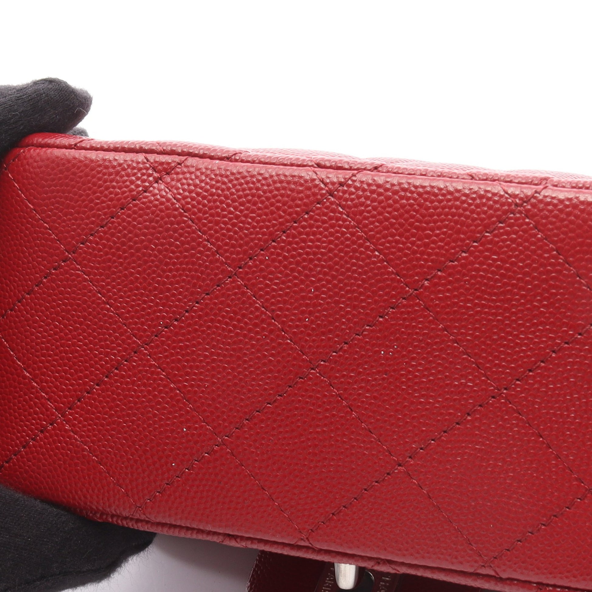 ミニマトラッセ チェーンショルダーバッグ キャビアスキン レッド シルバー金具 シャネル バッグ CHANEL