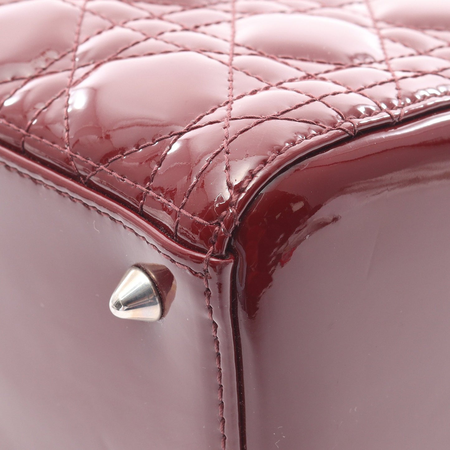 LADY DIOR レディディオール ミディアム カナージュ 2WAY ハンドバッグ エナメルレザー ボルドー クリスチャンディオール バッグ Christian Dior