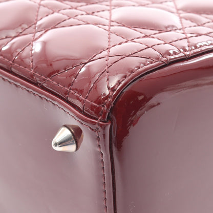 LADY DIOR レディディオール ミディアム カナージュ 2WAY ハンドバッグ エナメルレザー ボルドー クリスチャンディオール バッグ Christian Dior