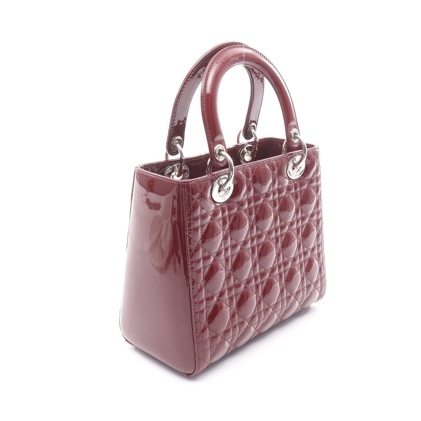 LADY DIOR レディディオール ミディアム カナージュ 2WAY ハンドバッグ エナメルレザー ボルドー クリスチャンディオール バッグ Christian Dior