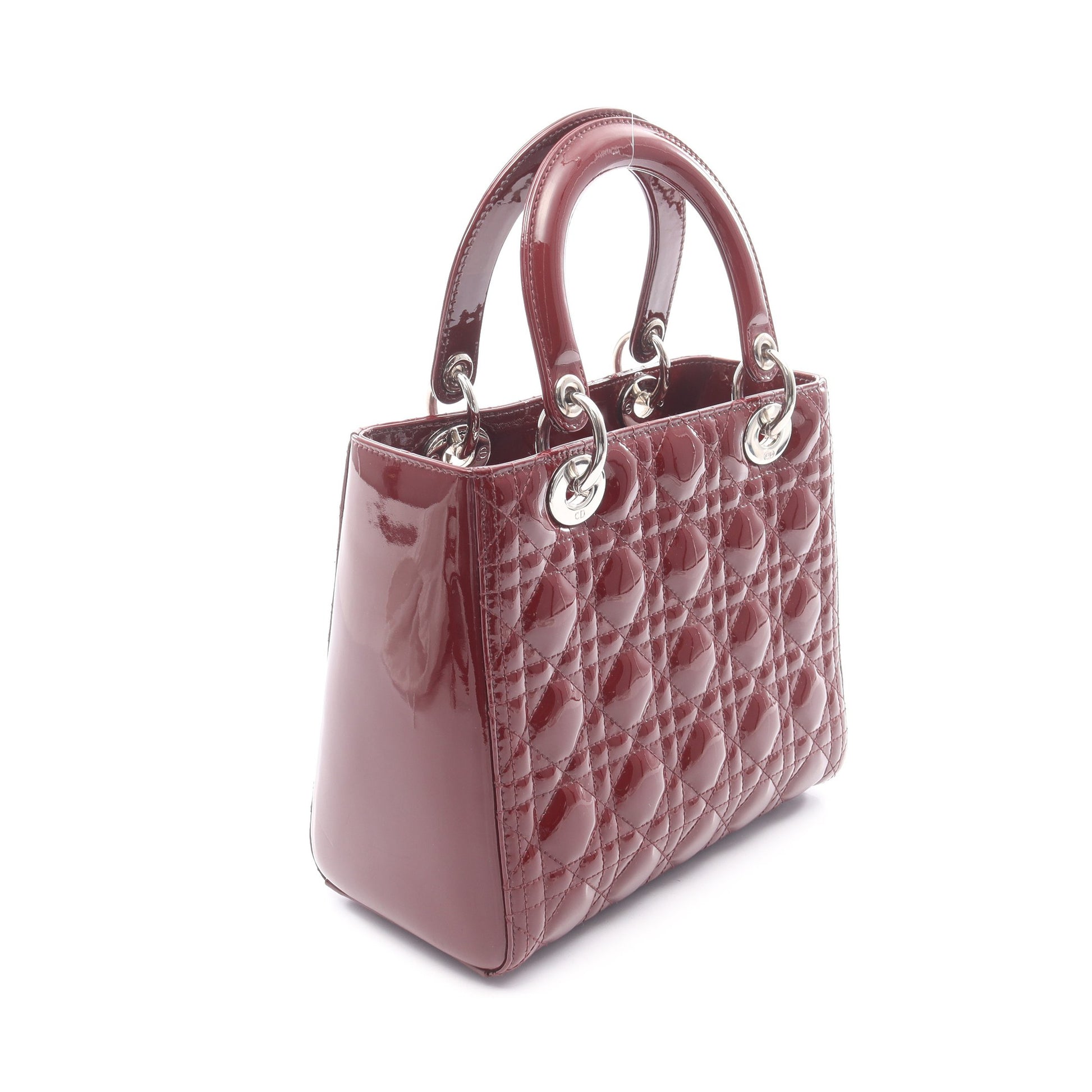 LADY DIOR レディディオール ミディアム カナージュ 2WAY ハンドバッグ エナメルレザー ボルドー クリスチャンディオール バッグ Christian Dior