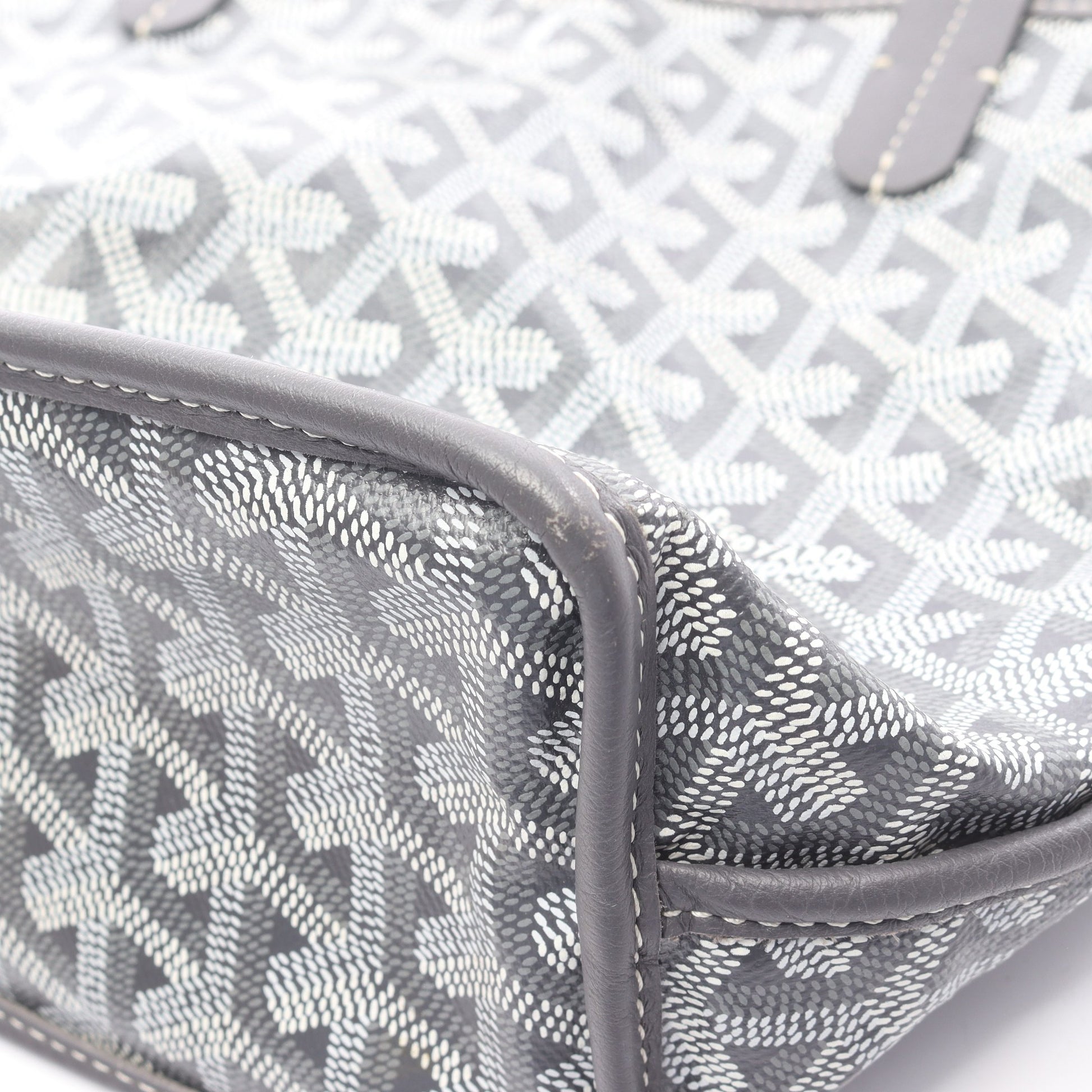 アンジュ ミニポーチ リバーシブル ハンドバッグ トートバッグ コーティングキャンバス レザー グレー ゴヤール バッグ GOYARD