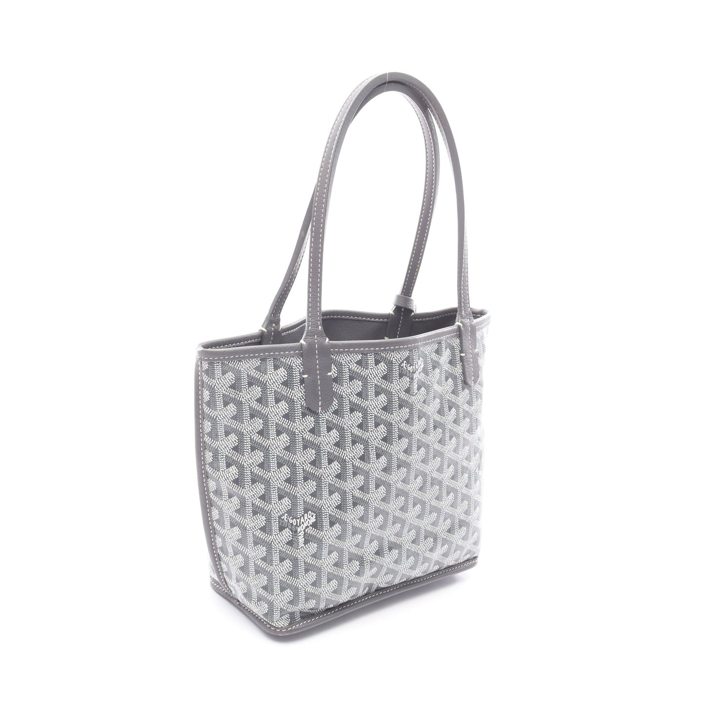 アンジュ ミニポーチ リバーシブル ハンドバッグ トートバッグ コーティングキャンバス レザー グレー ゴヤール バッグ GOYARD