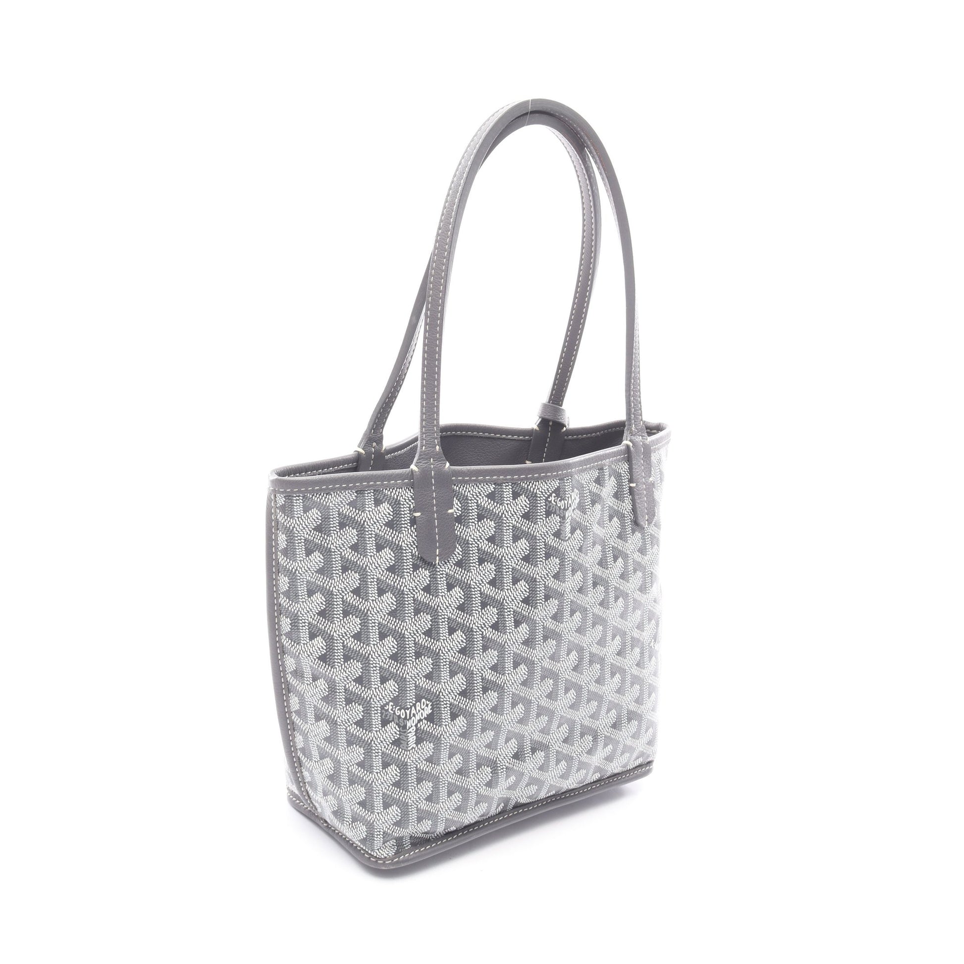 アンジュ ミニポーチ リバーシブル ハンドバッグ トートバッグ コーティングキャンバス レザー グレー ゴヤール バッグ GOYARD