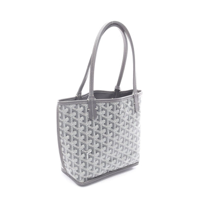 アンジュ ミニポーチ リバーシブル ハンドバッグ トートバッグ コーティングキャンバス レザー グレー ゴヤール バッグ GOYARD