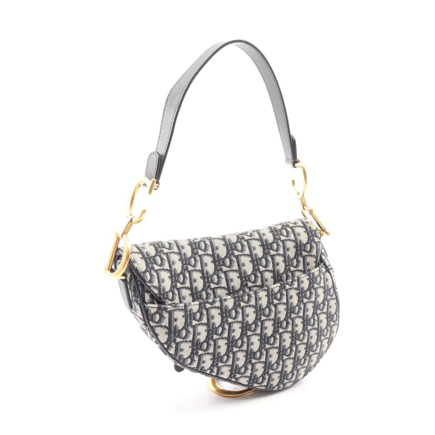 サドルバッグ オブリークジャカード 2WAY ハンドバッグ キャンバス レザー ベージュ ネイビー クリスチャンディオール バッグ Christian Dior