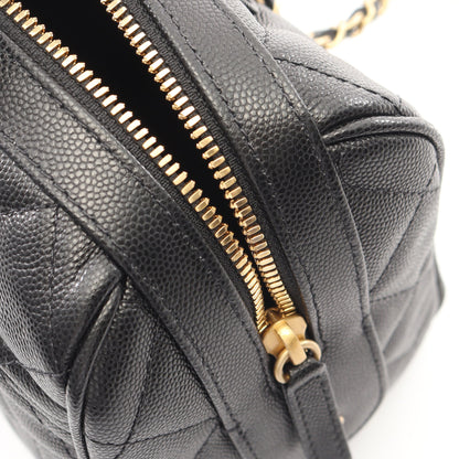 マトラッセ ミニボストンバッグ 2WAY チェーンショルダーバッグ キャビア ブラック ゴールド金具 シャネル バッグ CHANEL