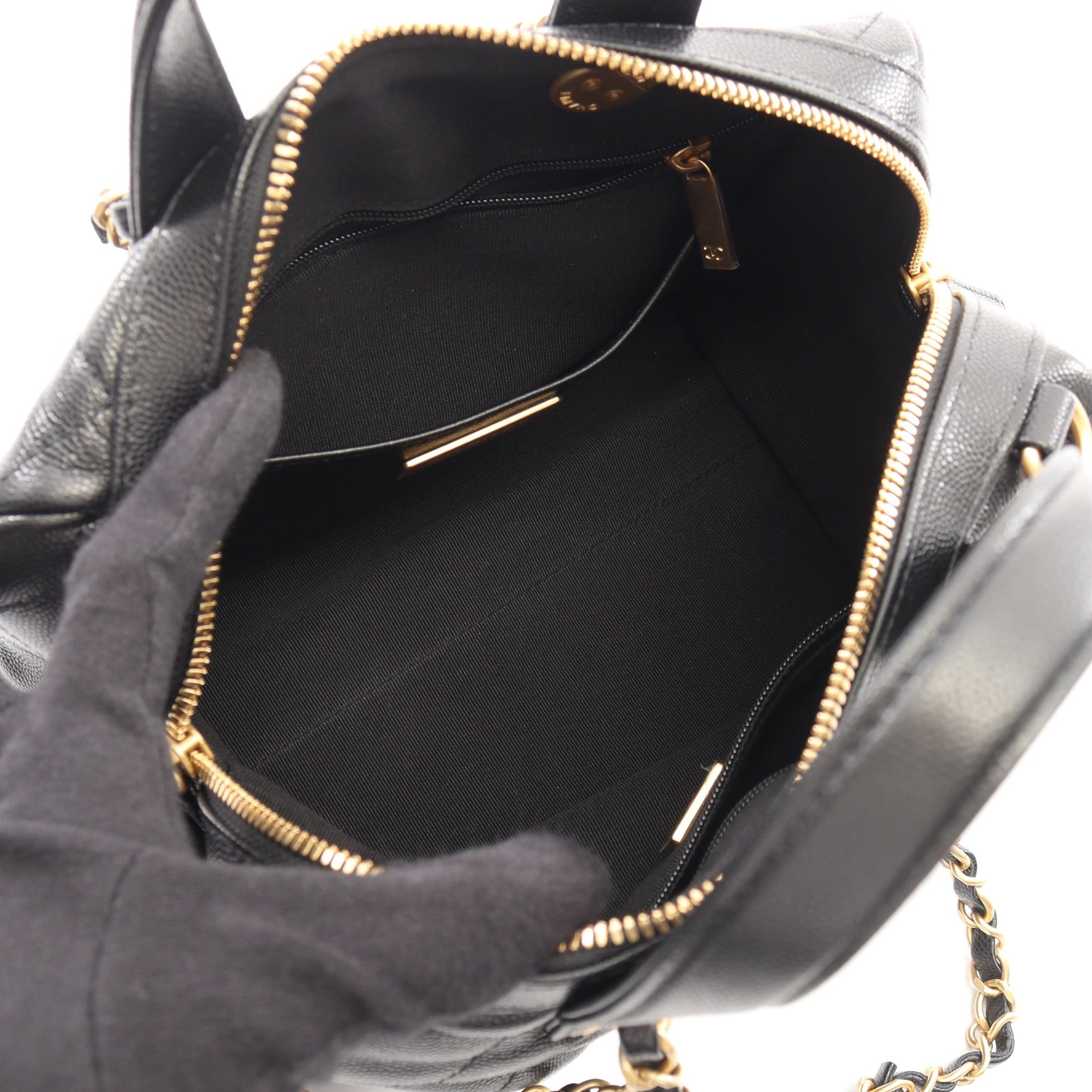 マトラッセ ミニボストンバッグ 2WAY チェーンショルダーバッグ キャビア ブラック ゴールド金具 シャネル バッグ CHANEL