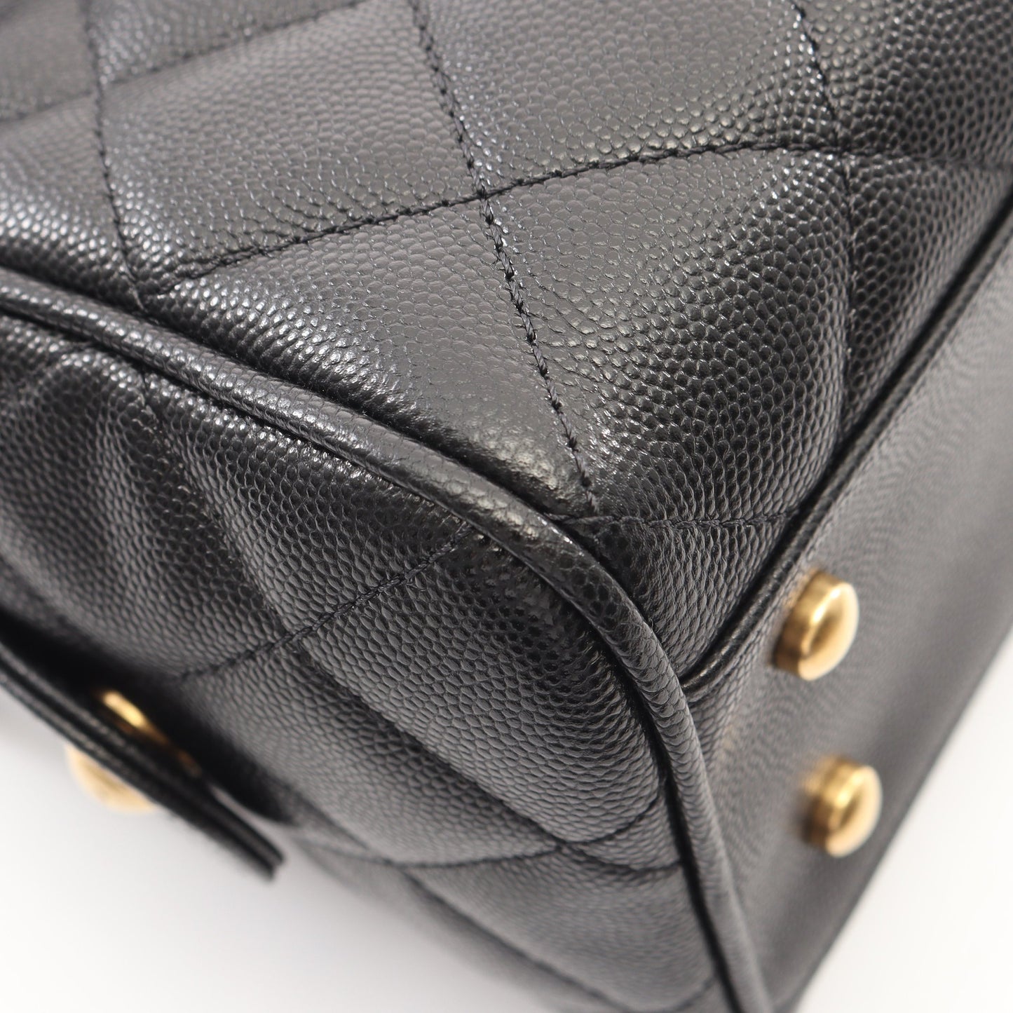 マトラッセ ミニボストンバッグ 2WAY チェーンショルダーバッグ キャビア ブラック ゴールド金具 シャネル バッグ CHANEL
