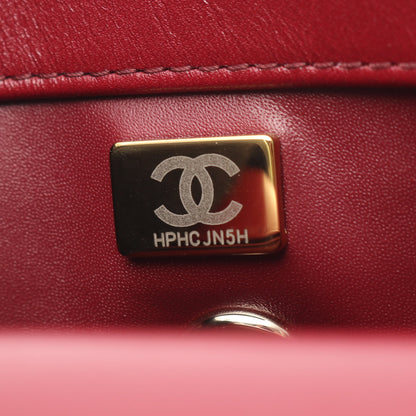 ココハンドル フラップ Vステッチ シェブロン 2WAY ハンドバッグ レザー レッド ゴールド金具 シャネル バッグ CHANEL
