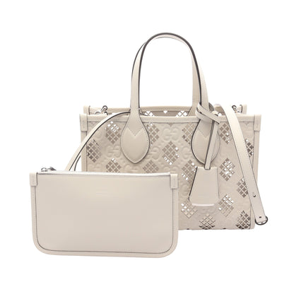 ダイヤモンド カットアウト スモール 2WAY ハンドバッグ レザー オフホワイト グッチ バッグ GUCCI
