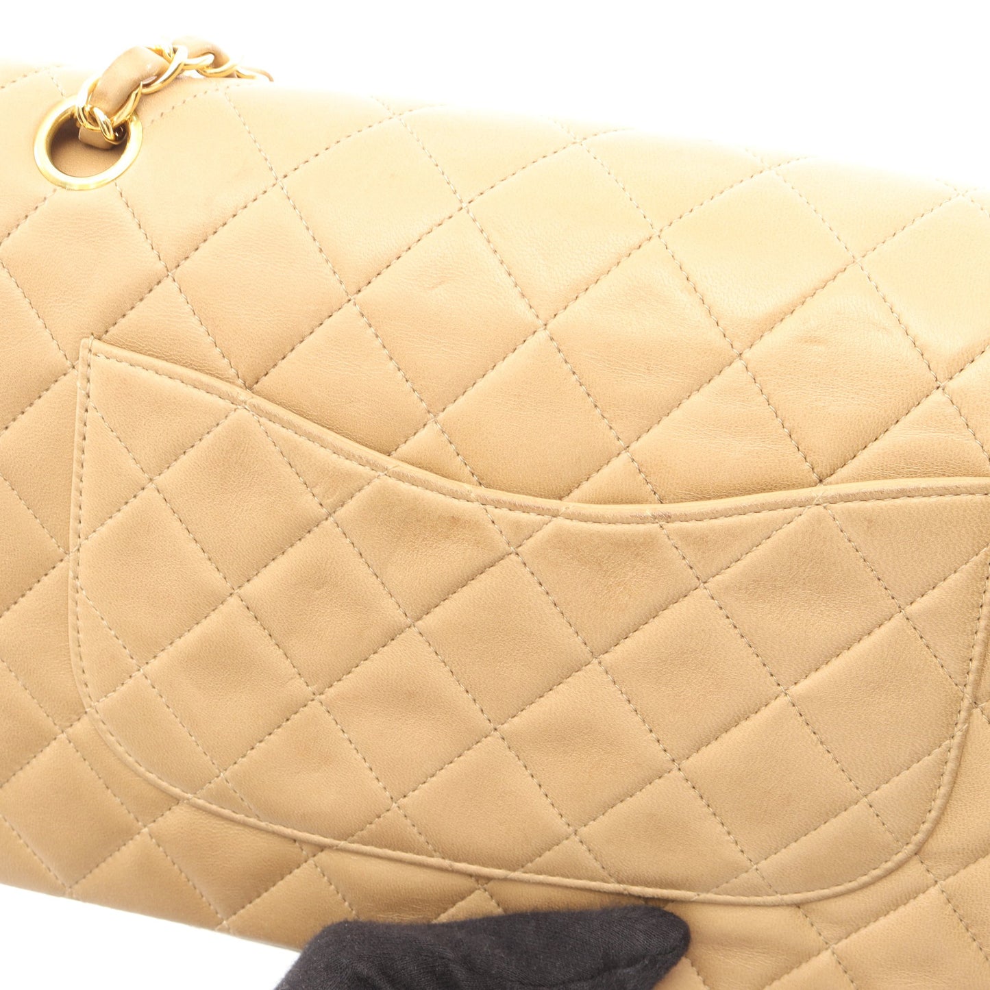 マトラッセ Wフラップ Wチェーンショルダーバッグ ラムスキン ベージュ ゴールド金具 シャネル バッグ CHANEL