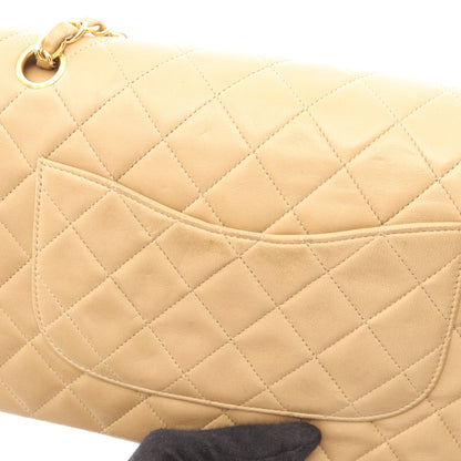 マトラッセ Wフラップ Wチェーンショルダーバッグ ラムスキン ベージュ ゴールド金具 シャネル バッグ CHANEL