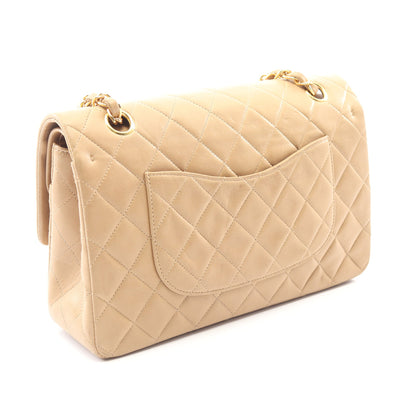 マトラッセ Wフラップ Wチェーンショルダーバッグ ラムスキン ベージュ ゴールド金具 シャネル バッグ CHANEL